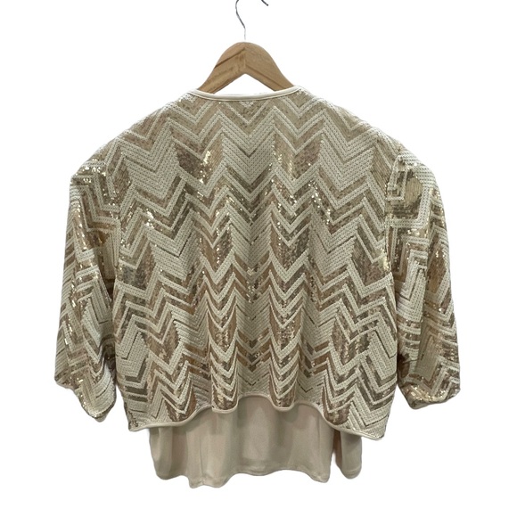 Bob Macke 2X Gold Sequined Holiday Shrug and Knit Tank Set - Picture 2 of 3